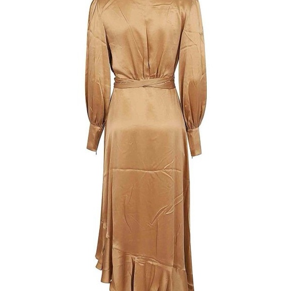 ZIMMERMAN Silk wrap midi-dress - neutral/bronze - Picture 2 of 5